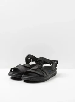 Sandalen<Wolky Action Lady - zwart gevet leer zwartgevetleer