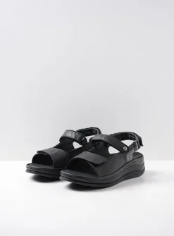 Sandalen<Wolky Adura - zwart leer zwartleer