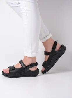 Sandalen<Wolky Adura - zwart leer zwartleer