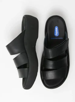 Slippers<Wolky Aporia - zwart leer zwartleer