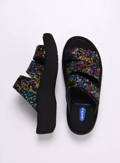 Slippers<Wolky Aporia - zwart/multi flower nubuck