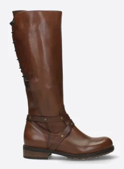 Veterlaarzen|Lange Laarzen<Wolky Belmore - cognac leer cognacleer