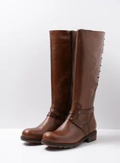 Veterlaarzen|Lange Laarzen<Wolky Belmore - cognac leer cognacleer