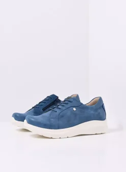 Lage Veterschoenen|Sneakers<Wolky Blitz - blauw effectleer blauweffectleer