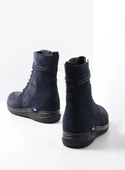 Hoge Veterschoenen|Veterlaarzen<Wolky Bluff - blauw suede blauwsuede