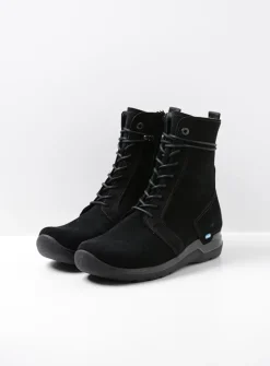 Hoge Veterschoenen|Veterlaarzen<Wolky Bluff - zwart suede zwartsuede