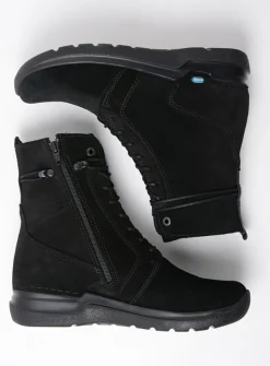 Hoge Veterschoenen|Veterlaarzen<Wolky Bluff - zwart suede zwartsuede