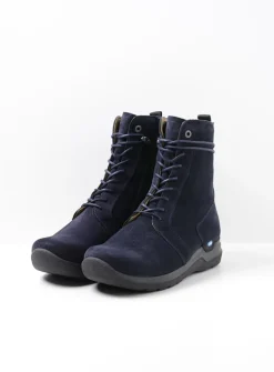 Hoge Veterschoenen|Veterlaarzen<Wolky Bluff DB - blauw suede blauwsuede
