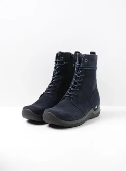 Hoge Veterschoenen|Veterlaarzen<Wolky Bluff HV - blauw suede blauwsuede