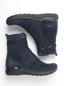 Hoge Veterschoenen|Veterlaarzen<Wolky Bluff HV - blauw suede blauwsuede