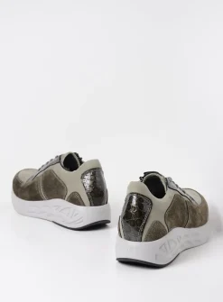 Lage Veterschoenen|Wandelschoenen<Wolky Bounce - grijsgroen combi leer grijsgroencombileer