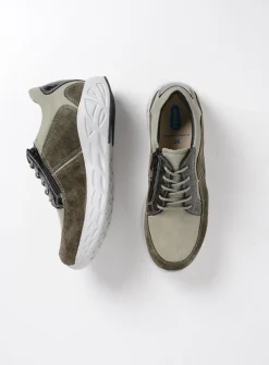 Lage Veterschoenen|Wandelschoenen<Wolky Bounce - grijsgroen combi leer grijsgroencombileer