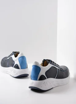 Lage Veterschoenen|Wandelschoenen<Wolky Bounce - wit/blauw combi leer wit/blauwcombileer