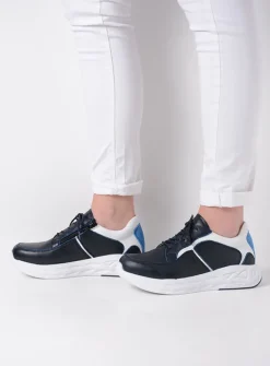 Lage Veterschoenen|Wandelschoenen<Wolky Bounce - wit/blauw combi leer wit/blauwcombileer