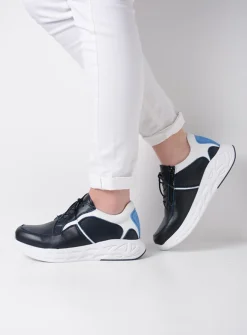 Lage Veterschoenen|Wandelschoenen<Wolky Bounce - wit/blauw combi leer wit/blauwcombileer