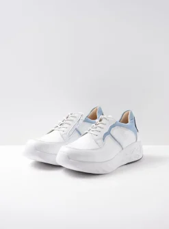 Lage Veterschoenen|Wandelschoenen<Wolky Bounce - wit/blauw leer wit/blauwleer