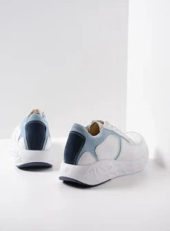 Lage Veterschoenen|Wandelschoenen<Wolky Bounce - wit/blauw leer wit/blauwleer