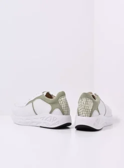 Lage Veterschoenen|Wandelschoenen<Wolky Bounce - wit/lichtgroen leer wit/lichtgroenleer
