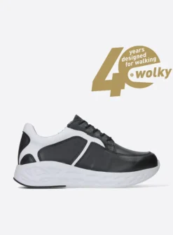 Lage Veterschoenen|Wandelschoenen<Wolky Bounce - zwart/wit leer zwart/witleer