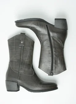 Halfhoge Laarzen|Cowboylaarzen<Wolky Caprock - antraciet leer antracietleer