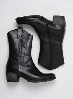 Halfhoge Laarzen|Cowboylaarzen<Wolky Caprock - zwart leer zwartleer