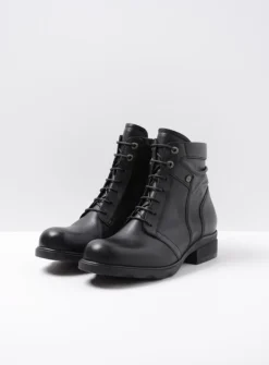 Veterlaarzen|Biker Boots<Wolky Center XW - zwart leer zwartleer
