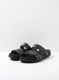 Slippers Heren<Wolky Cirrus men - zwart leer zwartleer