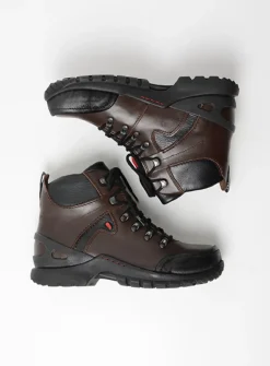 Hoge Veterschoenen|Wandelschoenen<Wolky City Tracker WP - bruin leer bruinleer