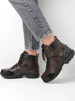 Hoge Veterschoenen|Wandelschoenen<Wolky City Tracker WP - bruin leer bruinleer