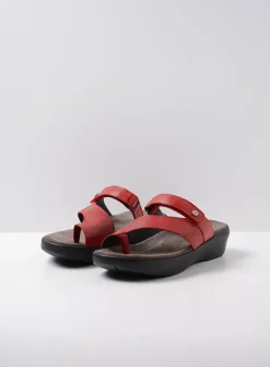 Slippers<Wolky Collins - rood leer roodleer