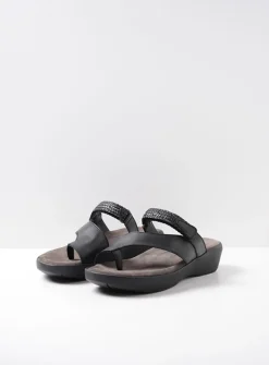 Slippers<Wolky Collins - zwart leer zwartleer