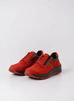 Lage Veterschoenen|Wandelschoenen<Wolky Comrie - rood combi leer roodcombileer
