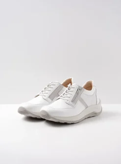 Lage Veterschoenen|Wandelschoenen<Wolky Comrie - wit/zilver combi leer wit/zilvercombileer