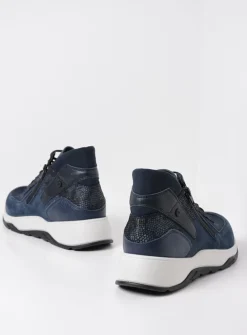 Hoge Veterschoenen|Wandelschoenen<Wolky Crown S2F - blauw stretchleer blauwstretchleer