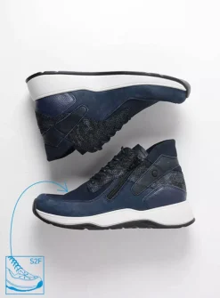 Hoge Veterschoenen|Wandelschoenen<Wolky Crown S2F - blauw stretchleer blauwstretchleer