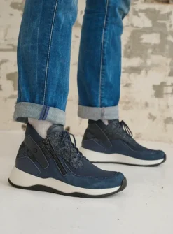 Hoge Veterschoenen|Wandelschoenen<Wolky Crown S2F - blauw stretchleer blauwstretchleer