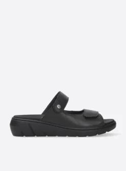 Slippers<Wolky Cyprus - zwart leer zwartleer