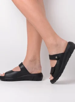 Slippers<Wolky Cyprus - zwart leer zwartleer