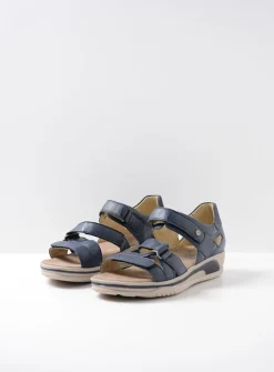 Sandalen<Wolky Desh - blauw leer blauwleer