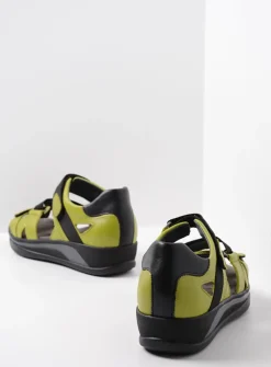 Sandalen<Wolky Desh - olijfgroen leer olijfgroenleer