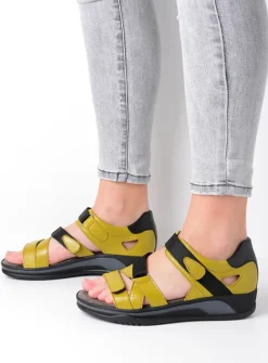 Sandalen<Wolky Desh - olijfgroen leer olijfgroenleer