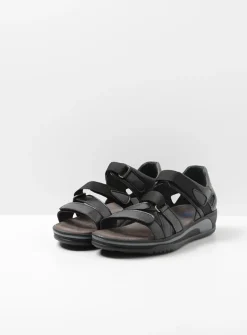 Sandalen<Wolky Desh - zwart leer zwartleer