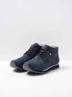 Hoge Veterschoenen|Wandelschoenen<Wolky e-Boot - blauw stretch nubuck blauwstretchnubuck
