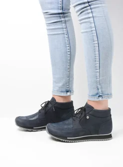 Hoge Veterschoenen|Wandelschoenen<Wolky e-Boot - blauw stretch nubuck blauwstretchnubuck