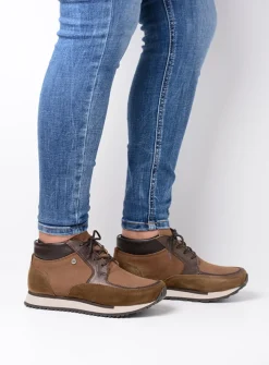Hoge Veterschoenen|Wandelschoenen<Wolky e-Boot - taupe combi leer taupecombileer