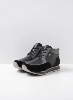 Hoge Veterschoenen|Wandelschoenen<Wolky e-Boot - zwart combi leer zwartcombileer