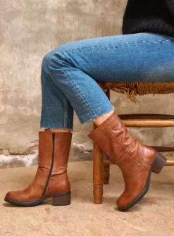 Halfhoge Laarzen|Herfst/Winter<Wolky Edmonton - cognac leer cognacleer