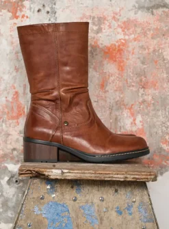 Halfhoge Laarzen|Herfst/Winter<Wolky Edmonton - cognac leer cognacleer