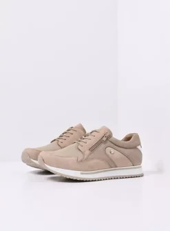 Lage Veterschoenen|Wandelschoenen<Wolky e-Go S2F - beige combi stretch leer beigecombistretchleer