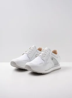 Lage Veterschoenen|Wandelschoenen<Wolky e-Go S2F - wit/zilver stretchleer wit/zilverstretchleer